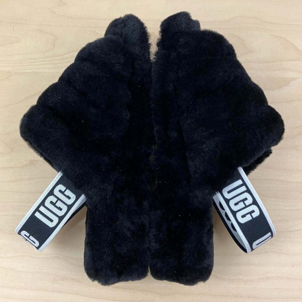 UGG Women’s Size 6.0 Fluff Yeah Shearling Slide Slippers Black Chunky - Picture 6 of 11